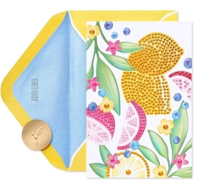 Papyrus Judith Leiber Blank Card Gemmed Citrus 🍊🍋 - Image 1 of 4