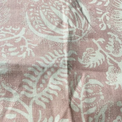Schumacher Pomegranate Print Fabric Sample Petal Pink Chambray Linen 11.5" SQ - Image 1 of 4