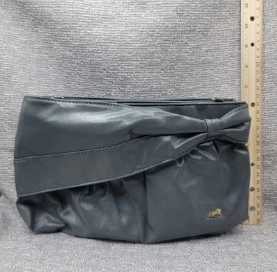 VTG 80s 90s Gray Grey Faux Leather Clutch Purse Shoulder Bag (no strap) - Image 1 of 4