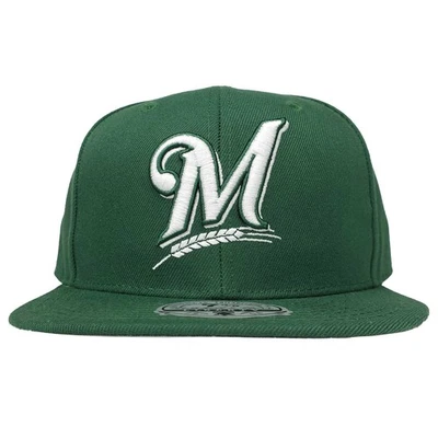 Milwaukee Brewers Mitchell & Ness MLB Fitted 7 3/8 Flatbill Cap Hat Green NWT - Image 1 of 4