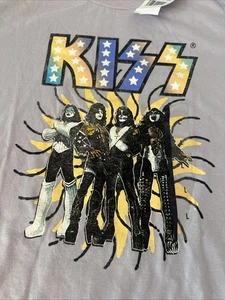 NEW kids youth Large KISS rock band Shirt tshirt lavender purple NWT T27 - Picture 1 of 4
