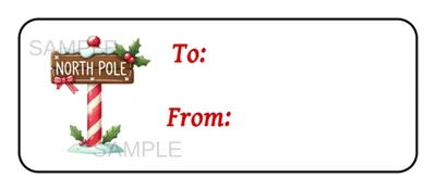 30 etiquetas pegatinas regalo Navidad Polo Norte Foto 1 de 2