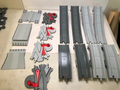 Lego Duplo Dark Gray Train Tracks 74 Piece Lot Switches Curve Straight Bridge - Image 1 of 2