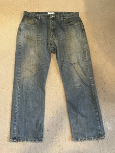 Wrangler 38x32 Carpenter Blue Jeans Loose Fit Work Pants Faded Wash Broken In - Picture 1 of 7