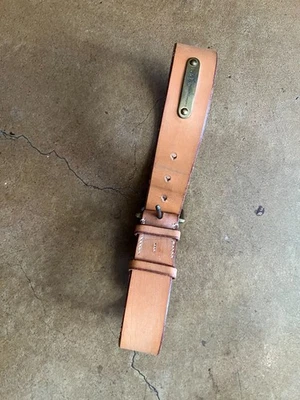 Cinturón de cuero beige Polo Ralph Lauren: logotipo de hebilla de latón talla 32 Foto 1 de 4