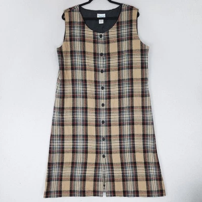 Vestido vintage para mujer 16P tostado negro a cuadros midi mezcla de lana jersey Margaret Smith Foto 1 de 4