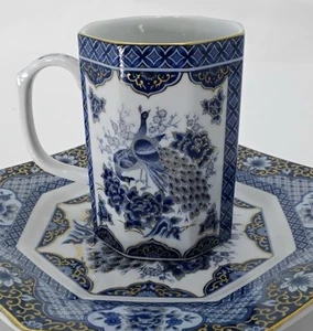 Vtg Peacock Tea Cup Plate Set Of 2 Pottery House 4" Porcelain Extra Tea Cup - Picture 1 of 13