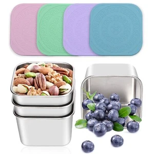 4-Pack Stainless Steel Snack Containers with Lids, 6oz Reusable Food Storage - Picture 1 of 7