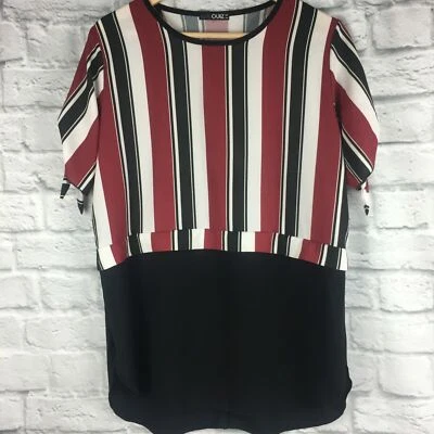 Blusa Top Quiz Damas Talla 14 Negro Rayas Mangas Cortas Verano Foto 1 de 4