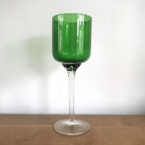 Vetro arte verde gambo trasparente vetro brandy stile farmacista Murano gotico - Foto 1 di 10