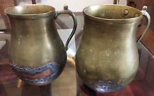 2 Antique 19th Century Spanish Colonial Texas Brass Water Pitcher With Repairs