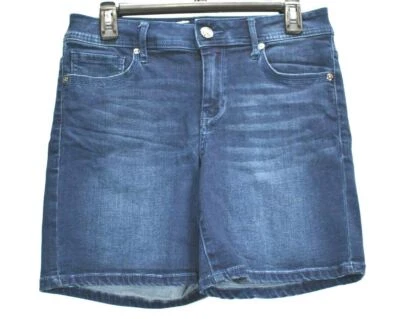 Bermudas de mezclilla informales elásticas de 5 bolsillos azul lavado oscuro Seven7 para mujer 6 Foto 1 de 4