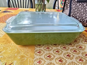 TOP ZUSTAND Vintage Pyrex olivgrün #33 Kühlschrank Geschirr + 502-C Deckel - Bild 1 von 5