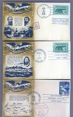 US FDC Civil War Centennial Arizona Honors Her Soldiers 1961 Set of 8 Covers - Image 1 of 3