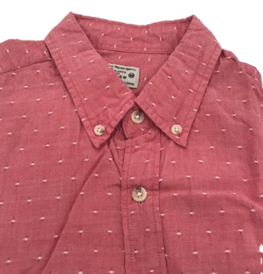 J Crew Button Shirt Men SMALL Salmon Geometric Pocket Long Sleeve Casual Y2K 90s - Image 1 of 4