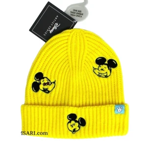Disney Mickey Mouse Knitted Beanie Hat by Rafael Faria Yellow One Size - Picture 1 of 5