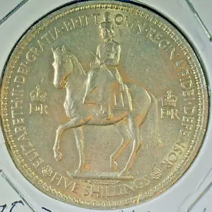 WORLD COIN SALE--1953 United Kingdom 5 SHILLING--COPPER-NICKEL COMP. Coin KM#894 - Picture 1 of 3