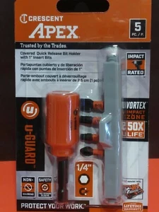 Crescent apex u-guard 5 pz supporto bit a sgancio rapido e 1" bit da impatto nuovo - Foto 1 di 4