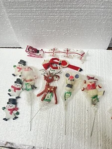 vtg hong kong christmas Decor Snowman Deer Dwarf Mouse Santa Reindeer - Picture 1 of 9