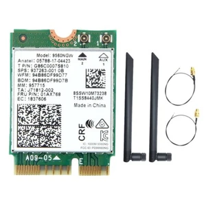 WLAN-Karte 9560NGW+2XAntenna 1730Mbps AC 9560 2.4G+5G BT 5.0 802.11Ac M.2 9014 - Afbeelding 1 van 7