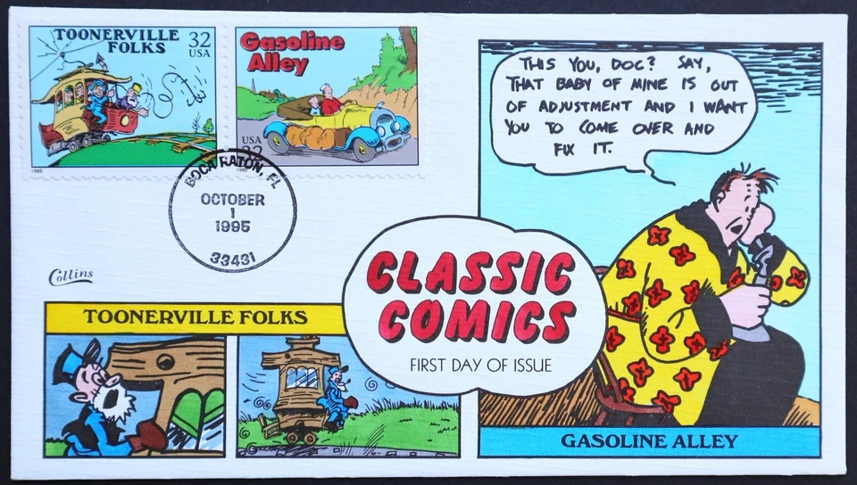 U.S. Used #3000g/h 32c Comics Tooner/Gasoline 1995 Collins First Day Cover (FDC) - Image 1 of 1