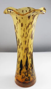 Vintage Mid Century  Tortoiseshell Glass Tall Vase - Ground Pontil Hand Blown - Picture 1 of 6