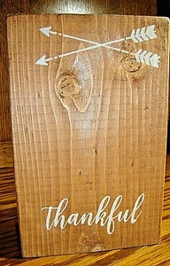 Rustic Farmhouse Hand-Crafted Home Decor Tabletop Wooden Sign "THANKFUL" 558 - Picture 1 of 3