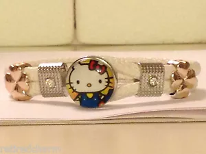 ❤️HELLO KITTY 😺 WUNDERSCHÖNES DRUCKKNOPF ARMBAND LEDER GOLD SILBER verschiedene Farben❤️ - Bild 1 von 9