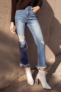 Jeans da disagio sfilacciati Flying Monkey Denim coltura - Foto 1 di 9