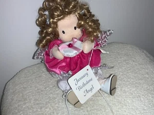Classic Treasures January Birthstone Birthday Cloth Doll Curly Hair Angel - Picture 1 of 6