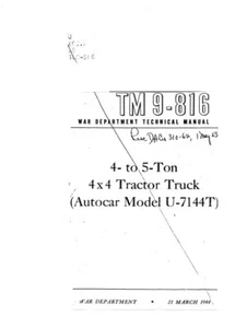 Autocar 7144T Modelo U Manual Técnico | Tractor Camión Segunda Guerra Mundial de 4-5 T | CD O USB - Imagen 1 de 17