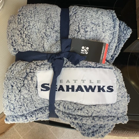 Seattle Seahawks NFL Logo Brands 50"x60" Sherpa Frosty Fleece Throw Blanket Cover