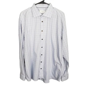 Eton Dress Shirt Men's 45 Blue Checkered Plaid Long Sleeve Button 17 3/4 - Picture 1 of 6