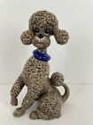Vintage Ceramic Atlantic Mold Poodle Figure Sitting MCM Decor 11 inch Gray Blue