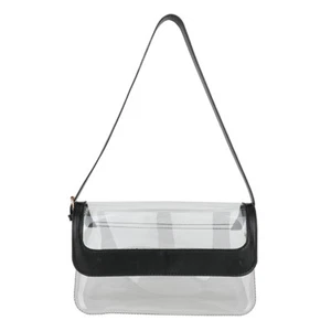 PVC Transparent Shoulder Bag Casual Cute Clear Purse for Work Concerts (Black) - Picture 1 of 12