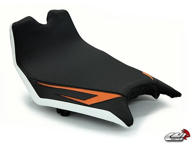 KTM RC8 RC8R Seat Cover 2008-2015 Black White Orange Carbon Fiber Look Luimoto - Image 1 of 2