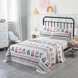 100% Cotton Sheets Kids Twin Full Sheets For Kids Girls Boys Teens Lita - Picture 1 of 4