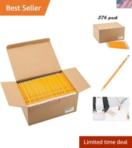 Wood-Cased HB Pencils, Yellow, Pre-sharpened, Bulk Pack, 576 pencils in box - Picture 1 of 6