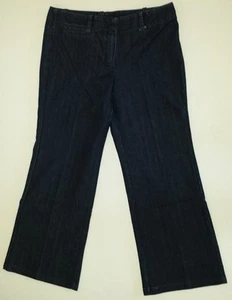 Ann Taylor Jeans Women's 8 Wide Leg Dark Stonewashed Distressed Secret Pocket - Picture 1 of 7