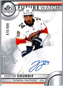 23-24 SP AUTHENTIC FUTURE WATCH AUTO - JUSTIN SOURDIF RC /999 #189 PANTHERS - Picture 1 of 2