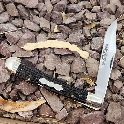 CUCHILLO WINCHESTER 1927 1 HOJA MARRÓN HUESO JIGGED ASAS 88' Foto 1 de 4