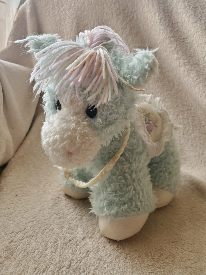 First & Main Precious Pony Pastel Blue Yarn Mane Tail Vinyl Feet Saddle Rattle - Image 1 of 4