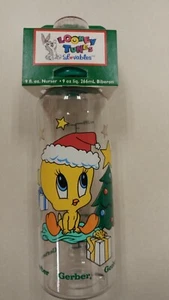Vintage Gerber Looney Tunes Baby Bottle! 9 oz. Christmas Bottle! Unique old Item - Picture 1 of 7