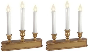 2 Sylvania V1539-88 10" 3 Light Gold Battery Operated Christmas Candle Candolier - Picture 1 of 3