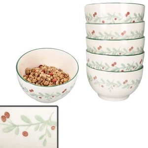 6x Holly Müsli-Schale Ø14,3cm 550ml Steingut 6 Personen Dessert-Bowl Weihnachten - Bild 1 von 6