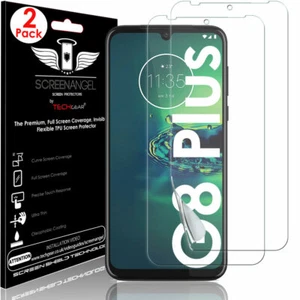 2x TECHGEAR (TPU) FULL COVERAGE Screen Protectors for Motorola Moto G8 Plus - Picture 1 of 6