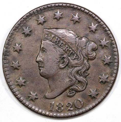 1820 1c N-10 Matron Head Large Cent Cover