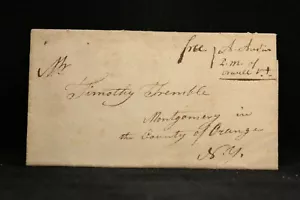 Vermont: Orwell 1808 Stempelloser Brief, 1. Postmaster kostenlos, Addison Co nach NYS - Bild 1 von 3