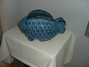 Signature Collection, Cape Cod Double-sided Blue Fish Large Flower Bowl - Picture 1 of 4
