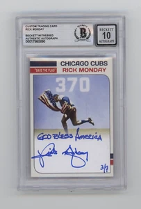 Rick Monday "Save The Flag" Custom Card LE /7 Signed GBA Ins Beckett BGS 10 Auto - Picture 1 of 2